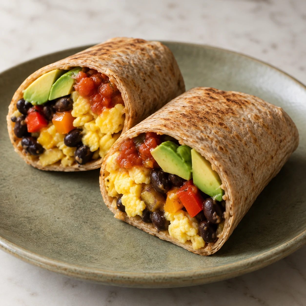 Rise-and-wrap breakfast burrito — illustrative serving idea